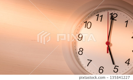 Clock ticking showing five hours 135841227