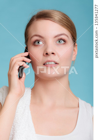 Young woman talk on mobile phone. Young woman talk on mobile phone. 135841277