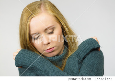 Sad unhappy young female Sad unhappy young female 135841368