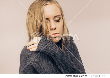 Sad unhappy young female Sad unhappy young female 135841369