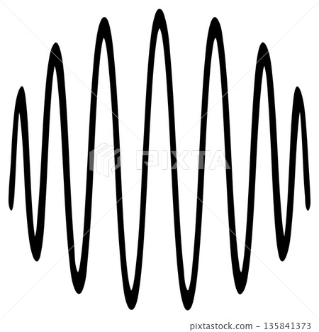 Oscillating sine wave pattern with changing amplitude on white background vector 135841373