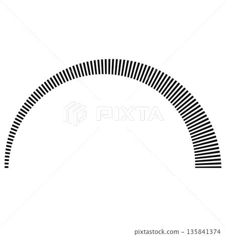 Radial black bars arc abstract geometric design on white background Radial black bars arc abstract geometric design on white background 135841374
