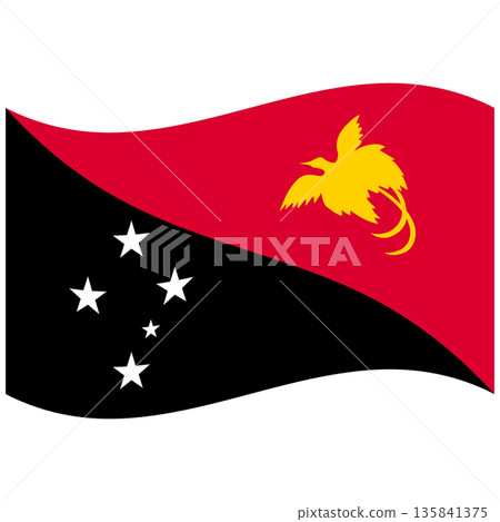 Papua New Guinea national flag with bird and stars design 135841375