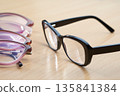Multiple pairs of stylish glasses for vision correction and eye care. Selective focus. 135841384