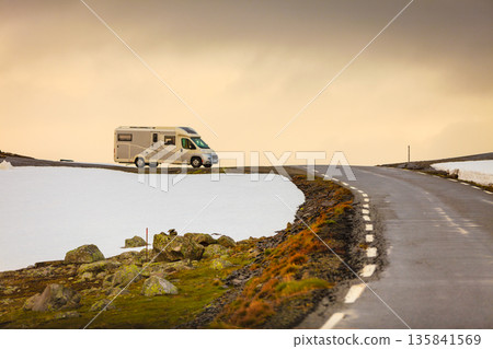 Camper car in norwegian mountains Camper car in norwegian mountains 135841569