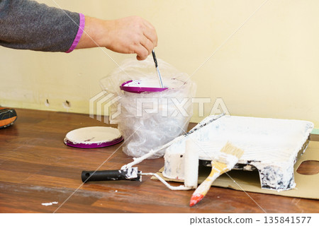 White paint with essentials equipment White paint with essentials equipment 135841577