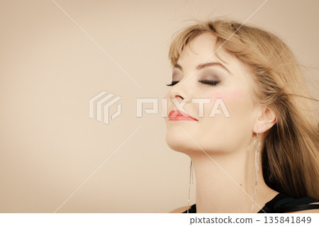 Charming elegant woman lady portrait. Charming elegant woman lady portrait. 135841849