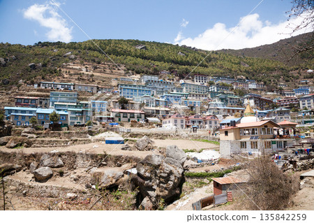 Namche Bazar town view along EBC trek, Nepal 135842259