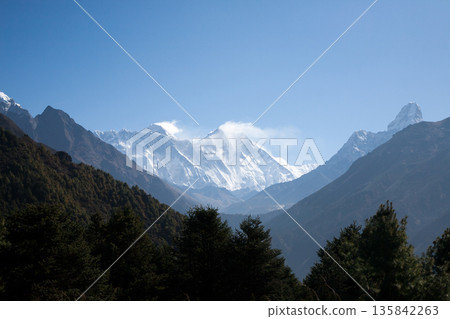 First viewpoint of Everest summit from EBC trekking, Nepal First viewpoint of Everest summit from EBC trekking, Nepal 135842263