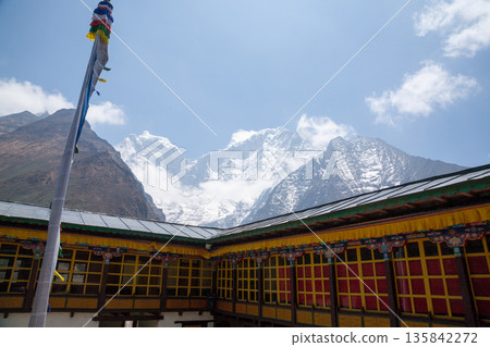 Tengboche monastery with peaks in background, EBC, Nepal Tengboche monastery with peaks in background, EBC, Nepal 135842272