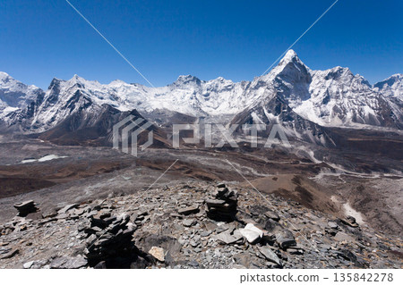 Mountains landscape from Chukhung Ri viewpoint, Nepal Mountains landscape from Chukhung Ri viewpoint, Nepal 135842278