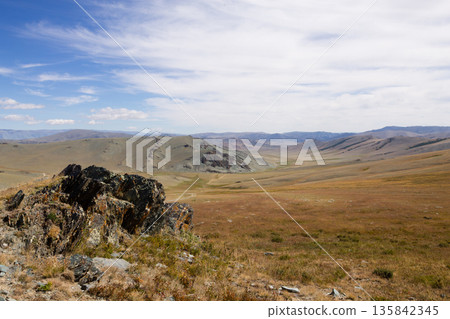 Landscape with dirt road in Altai Tavan Bogd National Park, Mongolia 135842345