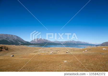 Khoton lake landscape, Altai, Mongolia, Tsengel district 135842372