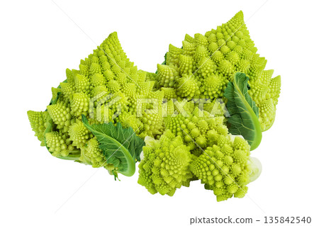 Romanesco broccoli cabbage or Roman Cauliflower isolated on white background with full depth of field Romanesco broccoli cabbage or Roman Cauliflower isolated on white background with full depth of field 135842540