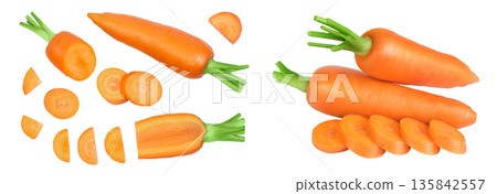 Carrot isolated on white background with full depth of field. Top view. Flat lay 135842557