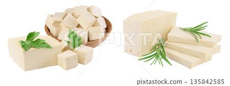 tofu cheese isolated on white background with full depth of field, tofu cheese isolated on white background with full depth of field, 135842585