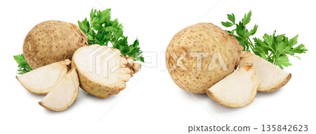 Fresh celery root isolated on white background 135842623