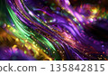 Vibrant mardi gras celebration: colorful abstract background for festive designs. Horizontal banner. Copy space. Holiday template. Shrove Tuesday. Fat Tuesday. Carnaval 135842815