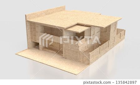Modern Architectural House Design 3D Visualization Concept 135842897