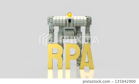 Robotic Process Automation Technology Concept with Industrial Robot 3d render. Robotic Process Automation Technology Concept with Industrial Robot 3d render. 135842900