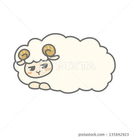 Illustration of a sheep lying down Illustration of a sheep lying down 135842923