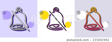 Mute line icon. Halftone dotted pattern. Gradient icon with grain shadow. Bell alert sign. No sound symbol. Line mute icon. Various designs. Vector Mute line icon. Halftone dotted pattern. Gradient icon with grain shadow. Bell alert sign. No sound symbol. Line mute icon. Various designs. Vector 135842942