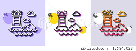 Lighthouse line icon. Halftone dotted pattern. Gradient icon with grain shadow. Beacon tower sign. Searchlight building symbol. Line lighthouse icon. Various designs. Vector Lighthouse line icon. Halftone dotted pattern. Gradient icon with grain shadow. Beacon tower sign. Searchlight building symbol. Line lighthouse icon. Various designs. Vector 135843028