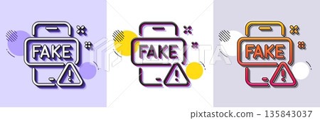 Fake news line icon. Halftone dotted pattern. Gradient icon with grain shadow. Web propaganda sign. Wrong truth symbol. Line fake news icon. Various designs. Vector 135843037