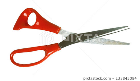 a Red-Handled Scissors isolated on a white background a Red-Handled Scissors isolated on a white background 135843084