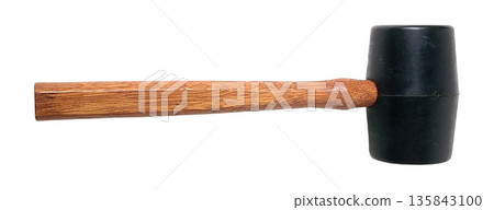a Black Rubber Mallet with Wooden Handle a Black Rubber Mallet with Wooden Handle 135843100
