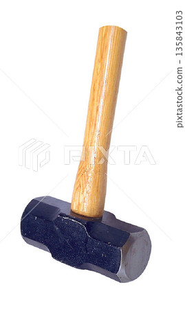 a Blue Steel Sledgehammer with Wooden Handle 135843103