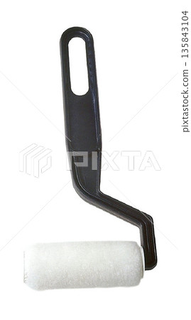 a Paint Roller with Black Handle and White Roller Cover a Paint Roller with Black Handle and White Roller Cover 135843104
