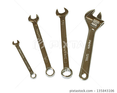 a Set of Chrome Combination Wrenches in Different Sizes 135843106