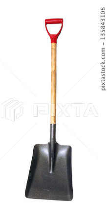 a black Snow Pusher Shovel with Wooden Handle a black Snow Pusher Shovel with Wooden Handle 135843108
