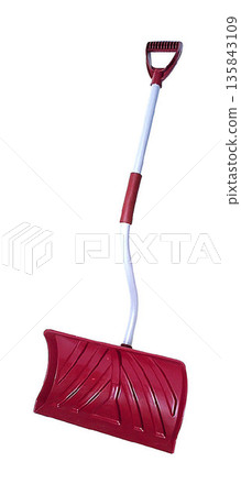 a Red Snow Shovel with White Handle and Ergonomic Grip a Red Snow Shovel with White Handle and Ergonomic Grip 135843109