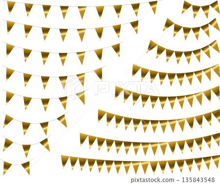 花環三角形，弧形，1個金色 135843548