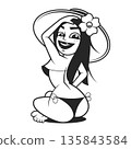 Silhouette of vector logo of beautiful sexy woman posing 135843584