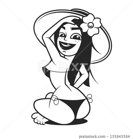 Silhouette of vector logo of beautiful sexy woman posing 135843584