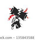 thunder hammer illustration, vector art, Hammer of Thor silhouette, Mjolnir 135843588