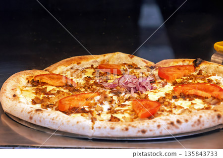 Tasteful baked pizza restaurant 135843733