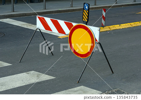Traffic signs on road Traffic signs on road 135843735