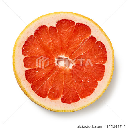 red grapefruit slice isolated on white background 135843741