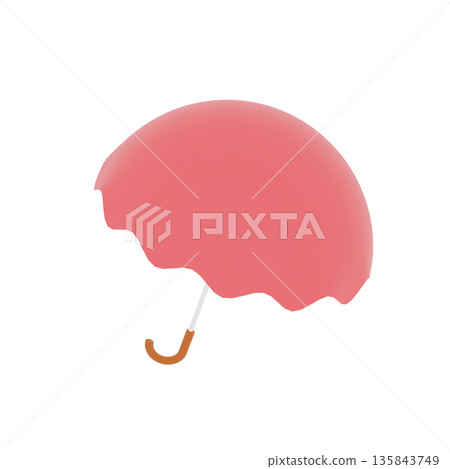 一把紅色雨傘的簡單3D插圖 135843749