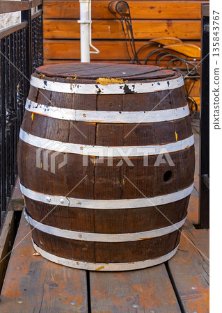 Closed wood barrel Closed wood barrel 135843767