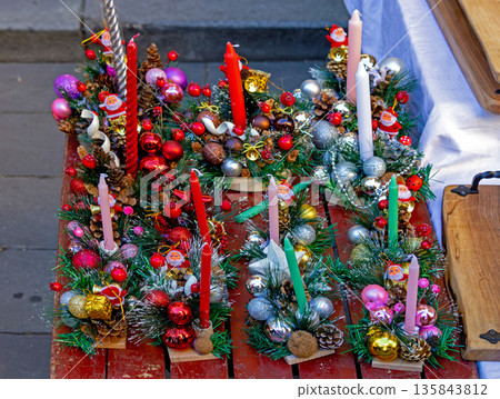 Decorative Christmas candles Decorative Christmas candles 135843812