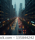 下雨天的城市景觀 135844242