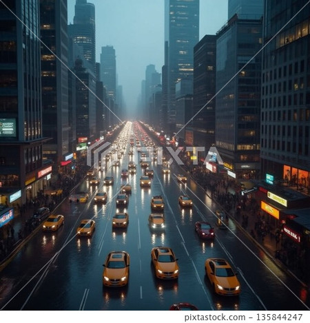 下雨天的城市景觀 135844247