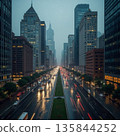 下雨天的城市景觀 135844252
