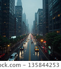 下雨天的城市景觀 135844253