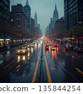 下雨天的城市景觀 135844254